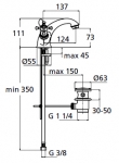 Ideal Standard REFLECTIONS для умывальника, излив 124мм, с донным клапаном
