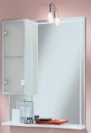 Зеркало со шкафом и светильником левый, Альтаир 65, белый глянец